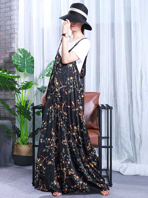 Original Two Pieces Floral Sleeveless Jumpsuits+T-Shirts Sets