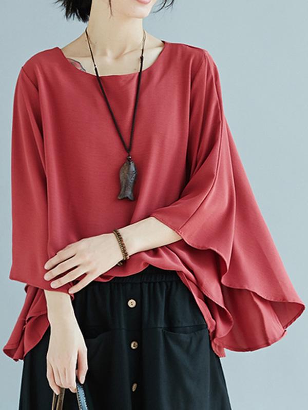 Casual Soft Flare Sleeve Tops