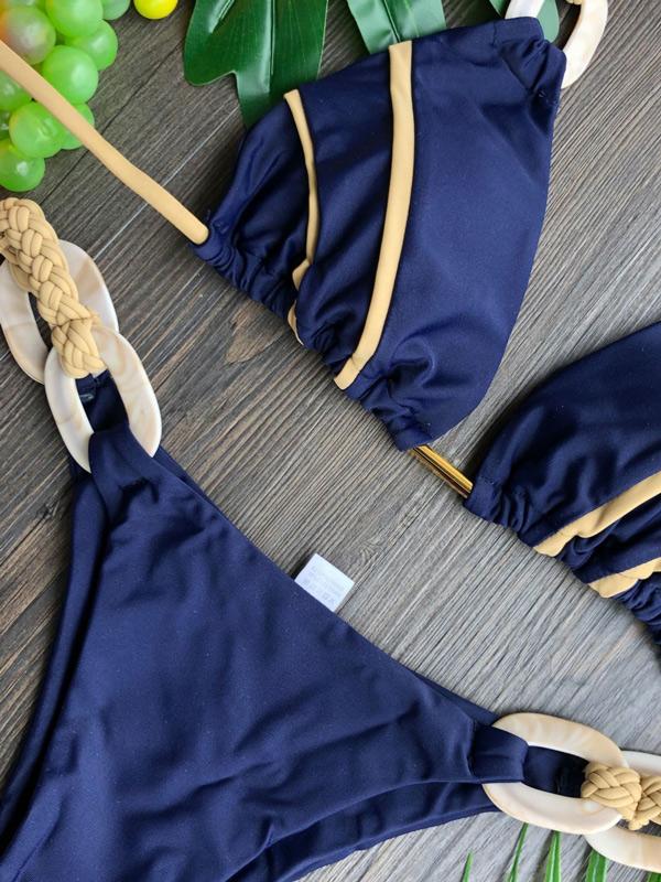 Sexy Braiding Bandage Split Type Bikini Swimsuit