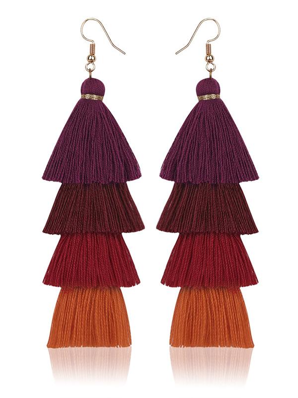 Pinecone Colorful Tasseled Bohemia Earrings