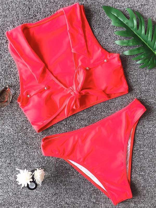 Plain Wire Free Bikinis Swimwear