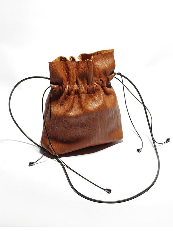 Lace-up Plicated Small Bag