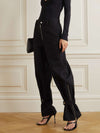 Fashion Solid Zip-Detailed Wide Leg Pants