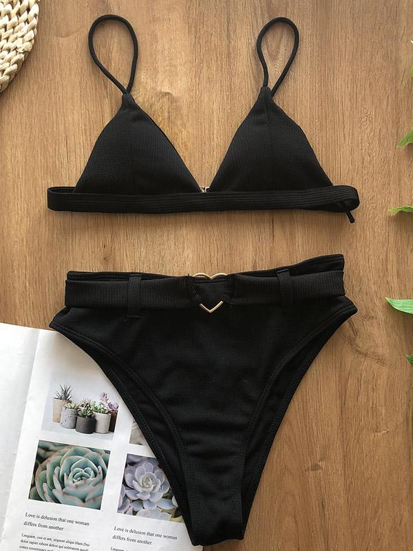 Sexy Spaghetti-Neck Buckle Bikini Swimsuit