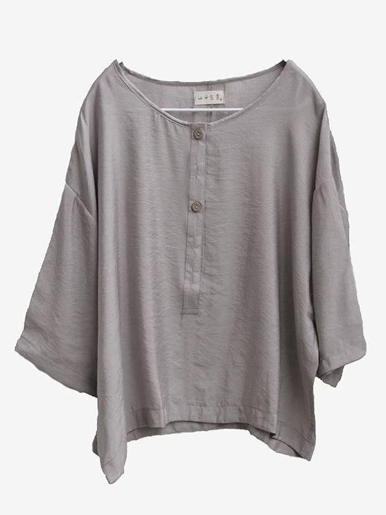 3/4 Sleeves Soft Ramie Cotton Blouse