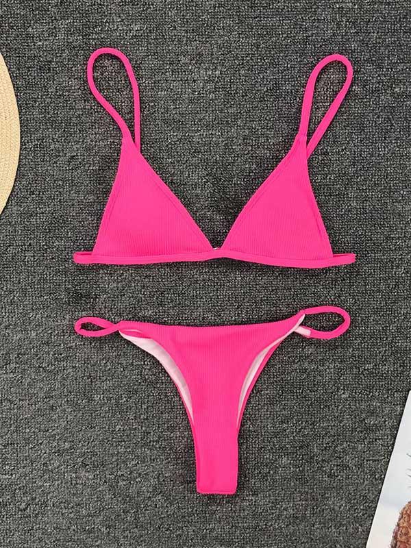 Plain Color Bikini Swimsuit