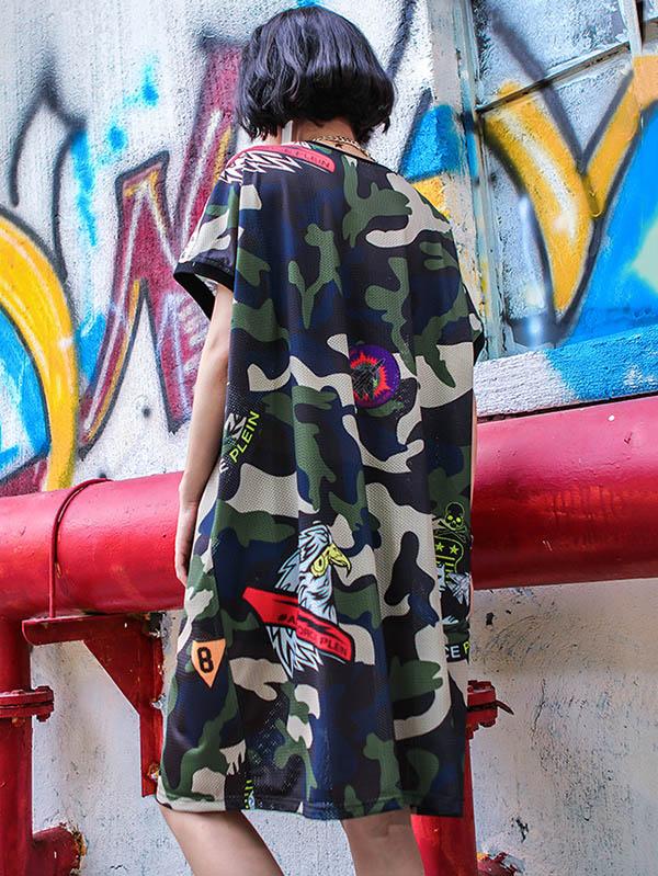 Camouflage Printed T-Shirt Dress