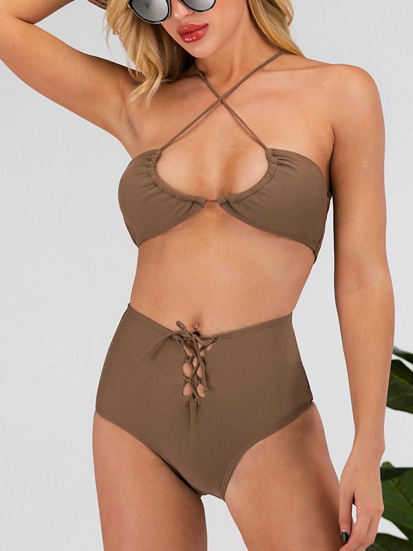 Sexy Hollow Bandage Bikini Swimsuit