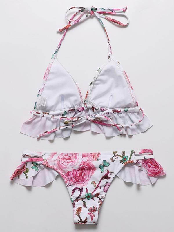 Ruffled Print Bikini Swimsuit