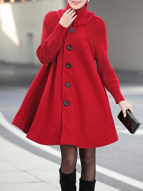 Casual A-line High-neck Cape Coat