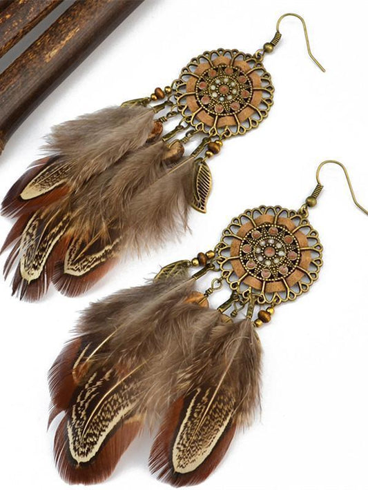 Bohemia Feather Tassels Earrings Accessories