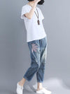 Loose Embroidered Jean Pants