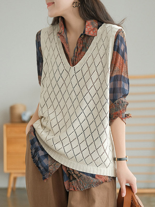 Fashion Long Sleeves Geometric Printed Blouses Top