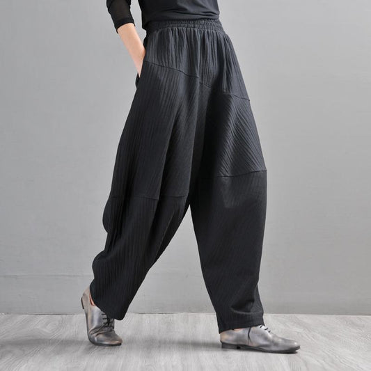 Buykud Casual Loose Comfortable Texture Harem Pants