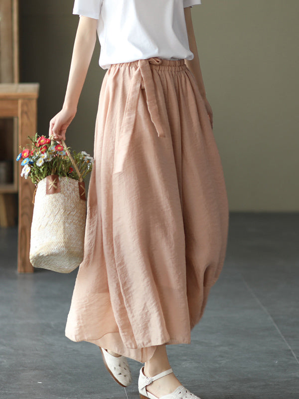 Casual Solid Color Split-Joint Wide Leg Capri-Pants