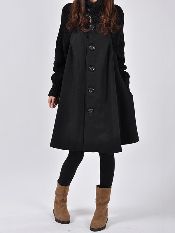 Casual A-line High-neck Cape Coat