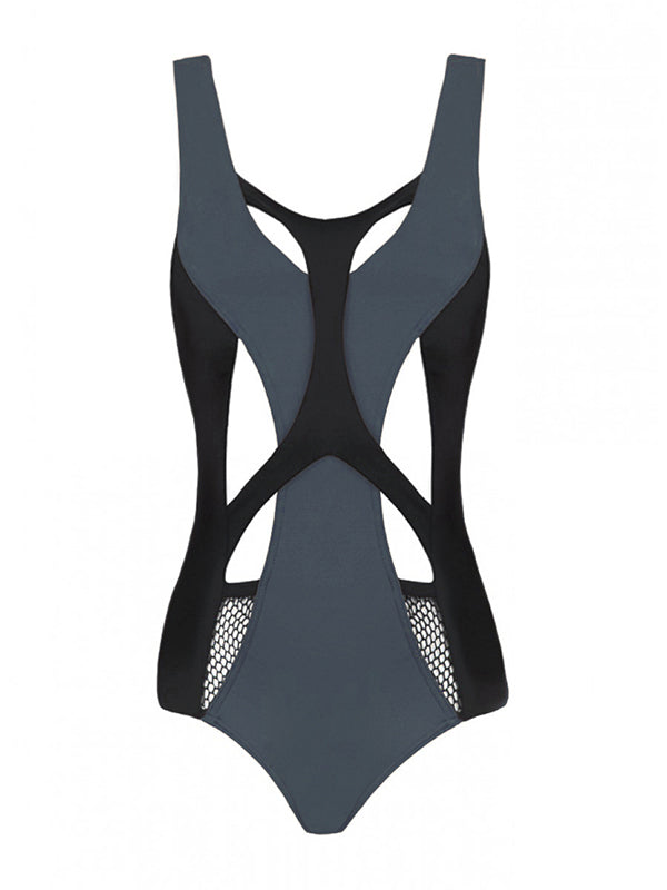 Sexy Bandage U-Neck Hollow One-Piece Swimsuit