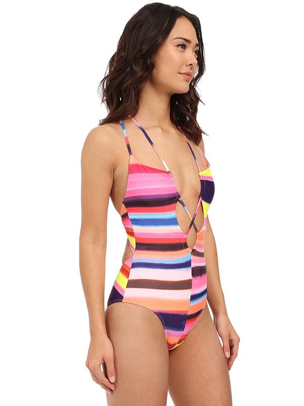 Colorful Bandage One-Piece Swimwear