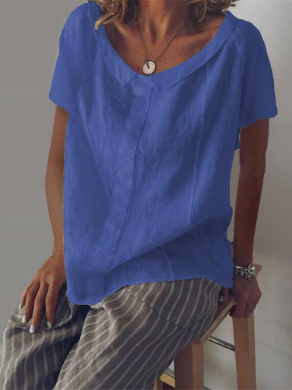 Casual Solid Round-neck T-shirt