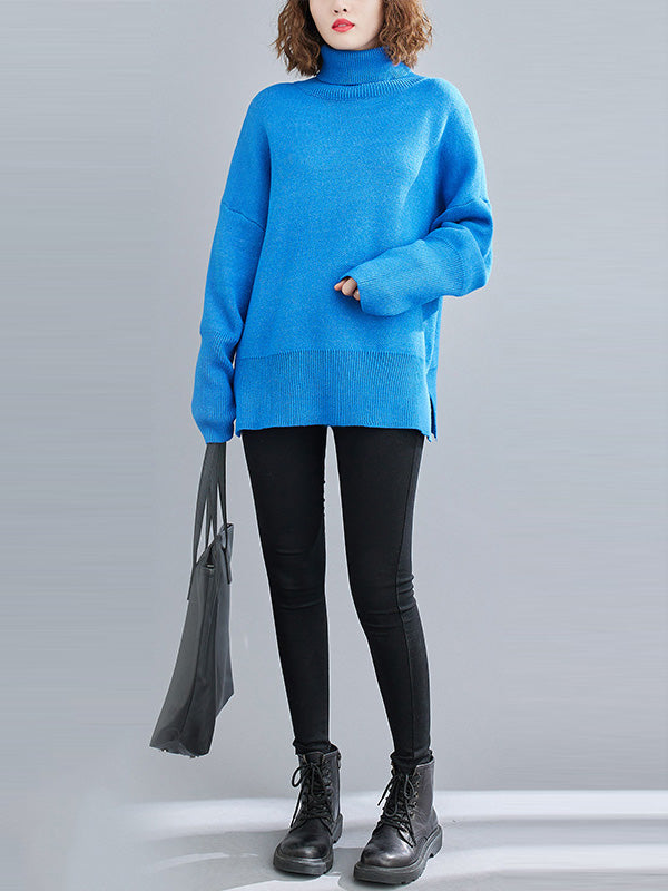 Original Solid High-Neck Knitting Sweater