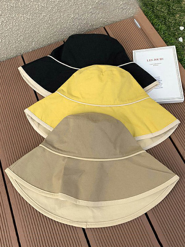 Color Matching Sun-Protection Big-Brim Fisherman Hat