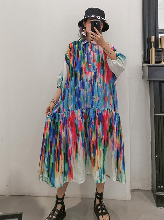 Casual Colorful Printed Long Dress