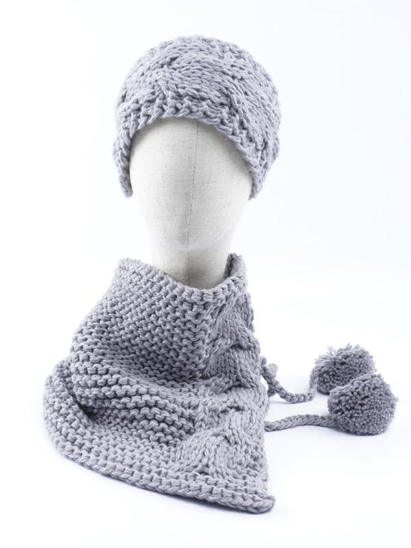 Two-piece Handmade Knitted Scarf&Hat Accessories