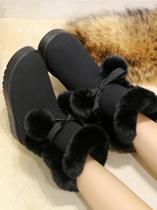 Middle Tube Artificial Fur Fluffy Ball Snow Boots Uggs