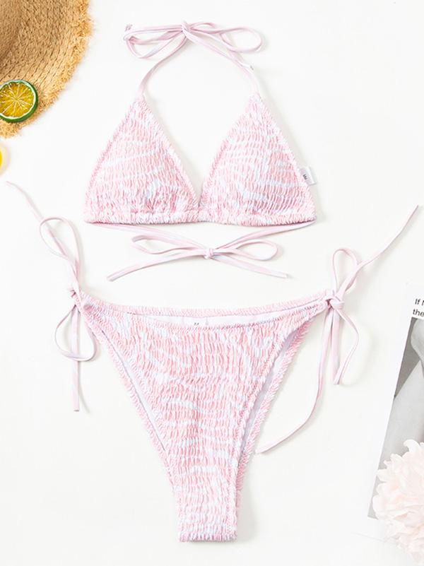 Sexy Triangles Bandage Split Type Bikini Swimsuit