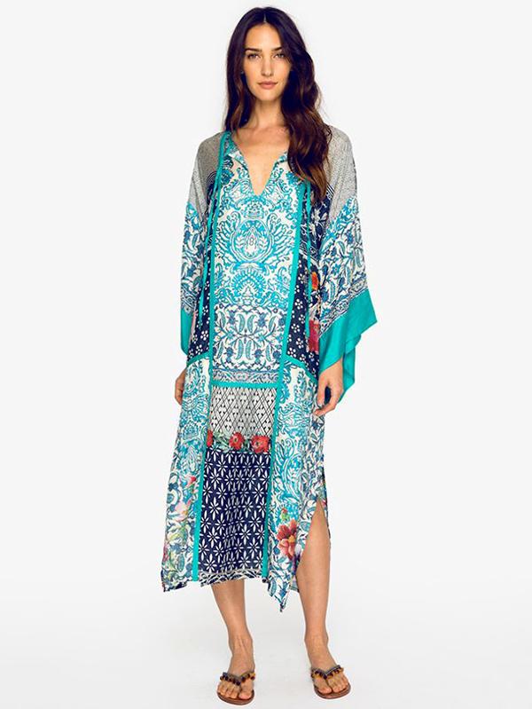 Printed Green Maxi Dresses Bikini Cover-Ups