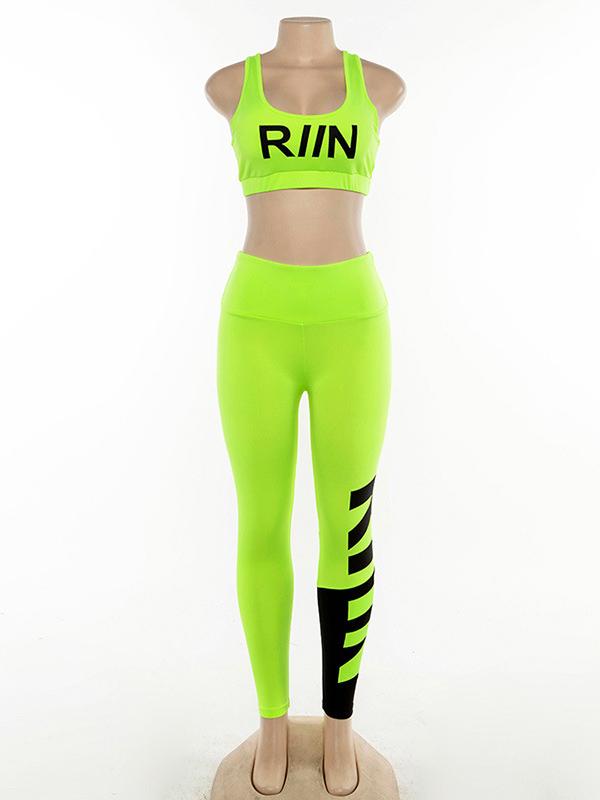 Criss Cross Printed Bra And Leggings Sport Suits