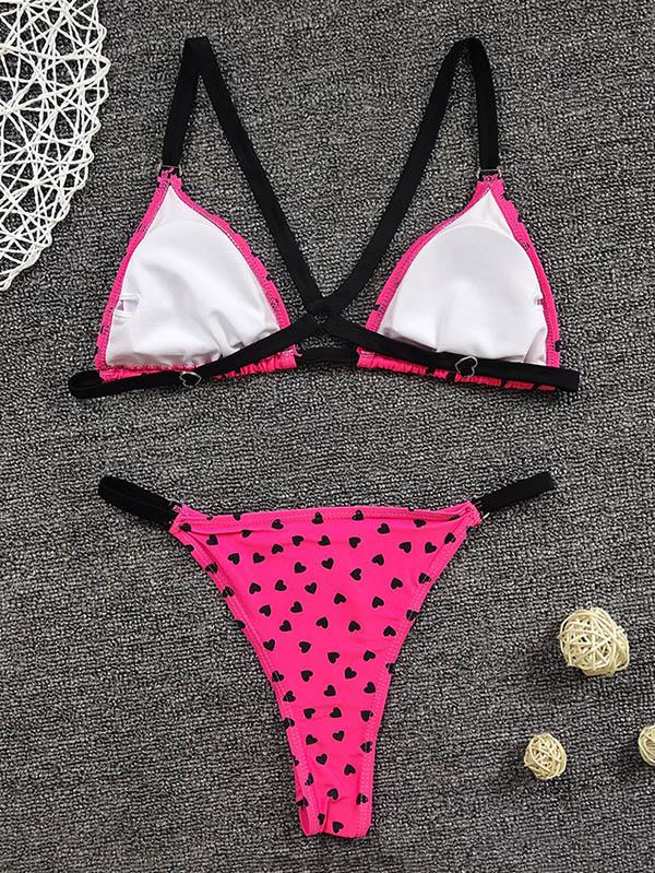 Sexy Spaghetti-Neck Backless Polka-Dot Bikini Swimsuit