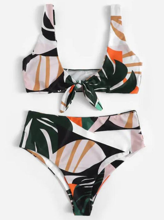 Knotted Empire Floral Bikini Swimsuit