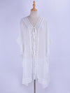 Asymmetric Lacy Split-joint Mini Kaftan Cover-up