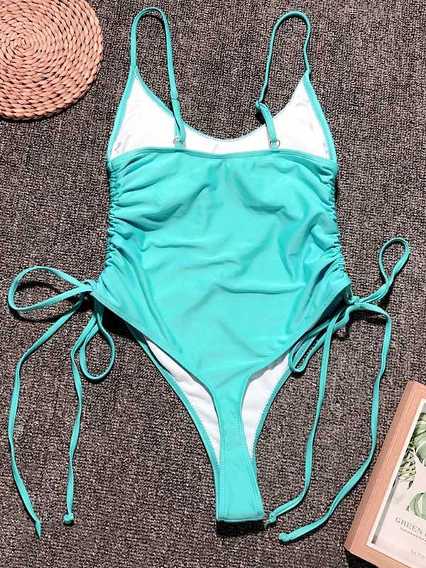 Minimalism Drawstring One-Piece Swimwear