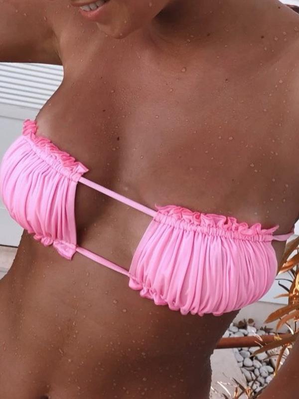 Sexy Fold Hollow Bikini Swimsuit