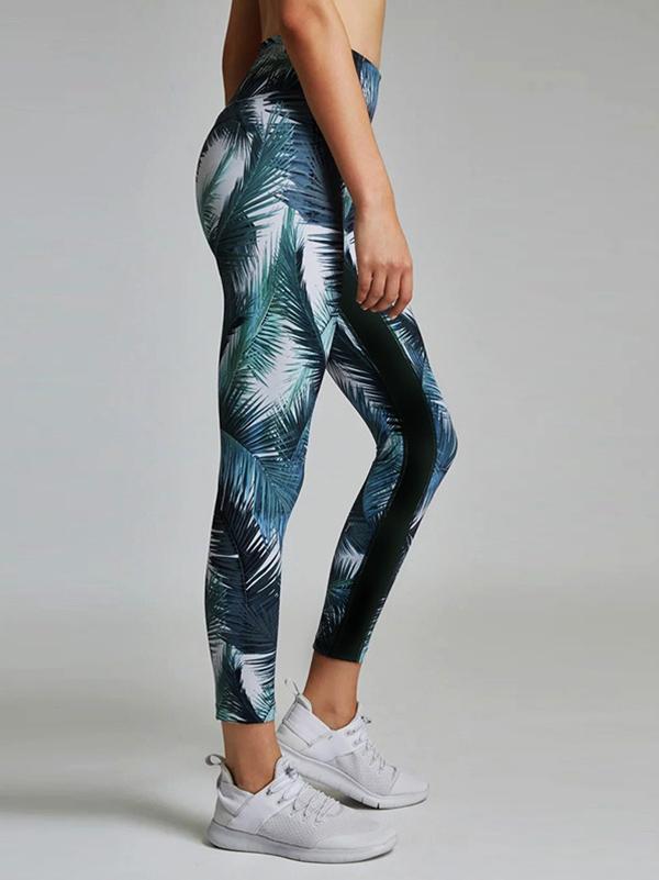 Padded Tropical Sports Bra And Leggings Suits