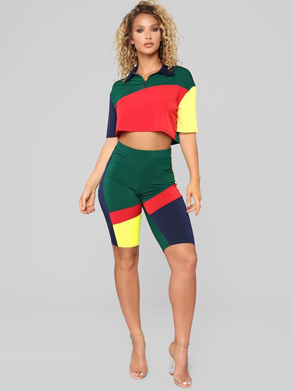 Color Contrast Slim Yoga&Gym Suits