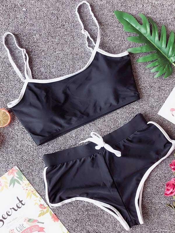 Lace Up Sport Bandeau Bikinis Swimwear