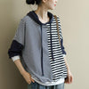 Buykud Thin Stripes And Thick Stripes Sleeve Spliced Casual Hoodie