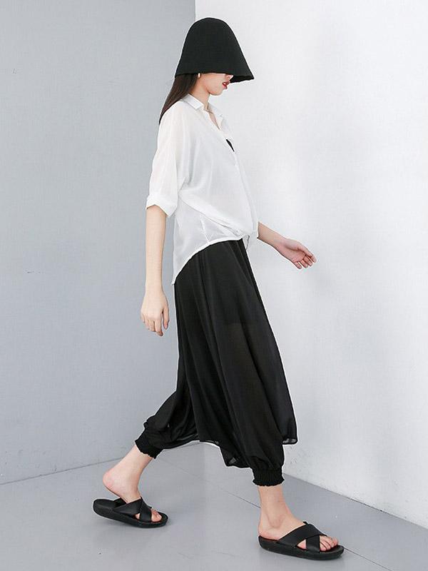 Light Chiffon Solid Batwing Sleeves Shirt