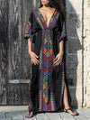 Bohemia V-neck Waisted Kaftan Cover-ups