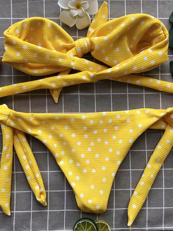 Knot Polka-dot Bikinis Swimwear