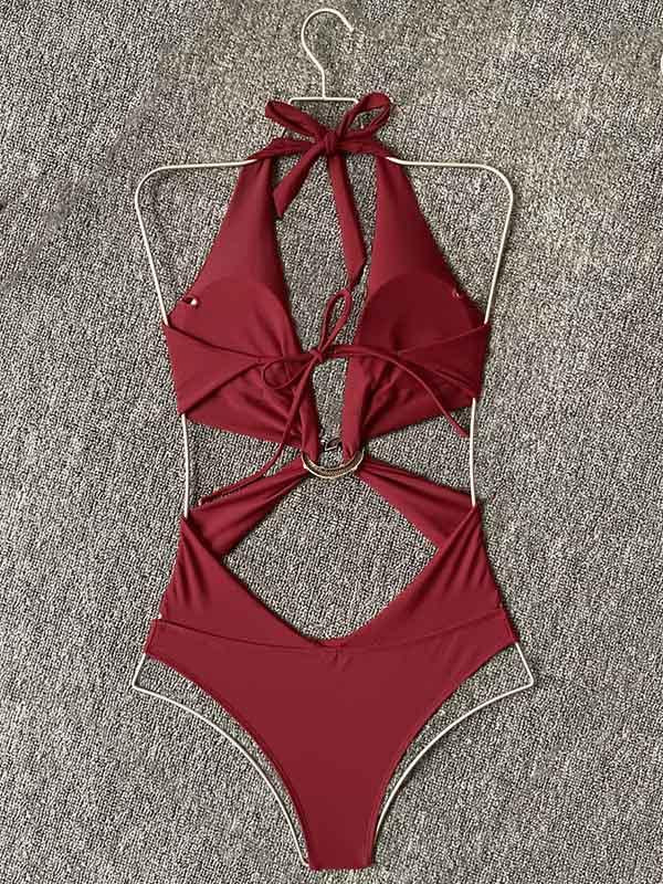 Snake Accessories Hollow One-Piece Swimwear