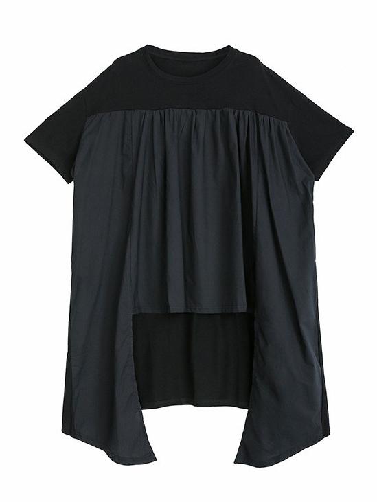 Solid Asymmetric Round-neck T-Shirt Skirt