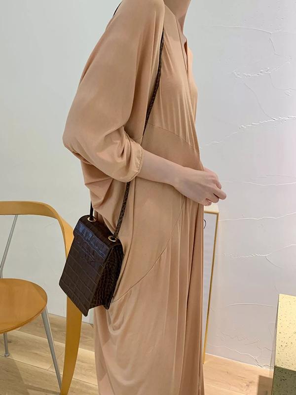 Elegant Soft V-neck Long Dress