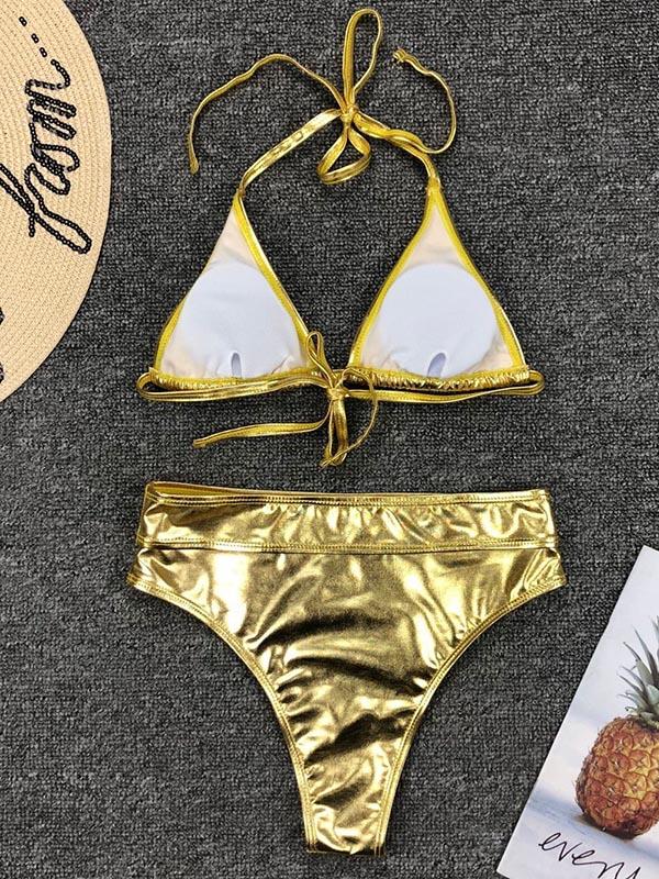 Golden&Sliver High Waisted Bikini Swimsuit