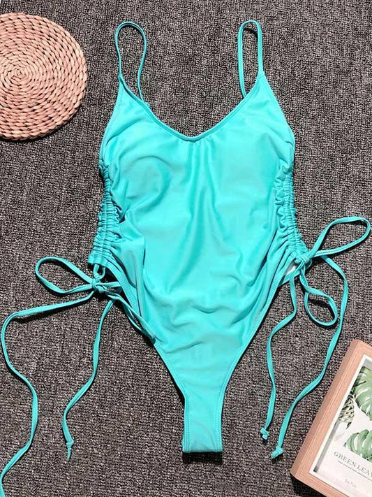 Minimalism Drawstring One-Piece Swimwear