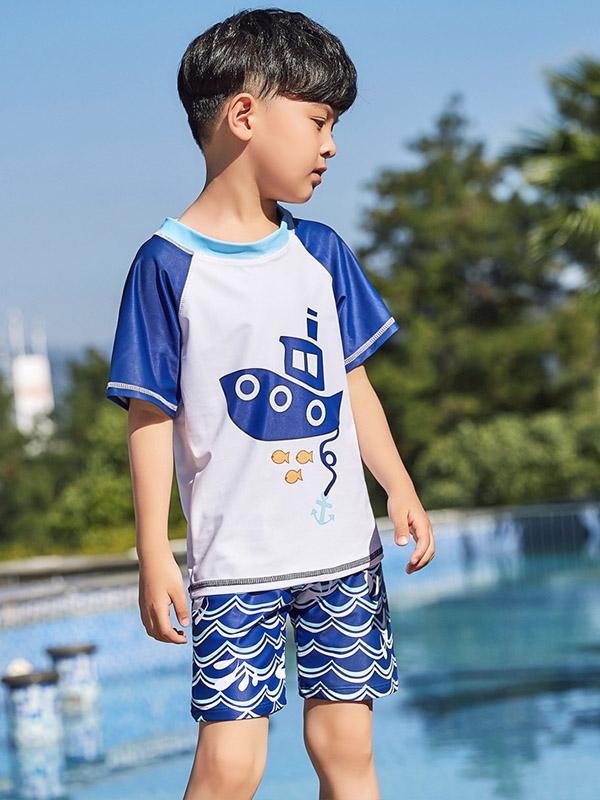 AONIHUA Waves Printed Bottom Little Boy Swimwea