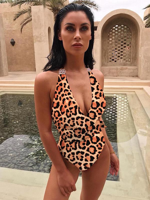 Leopard Backless One-Piece Swimsuit